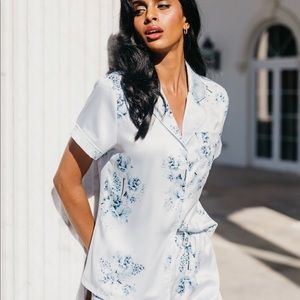 LeRose Blue Satin PJ XS